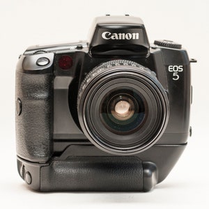 Canon EOS 5 film camera with canon EF 28-80mm f/3.5-5.6 ULTRASONIC lens.