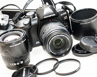 Olympus E-510 Digital Camera with Two Lenses, Charger & Memory Cards