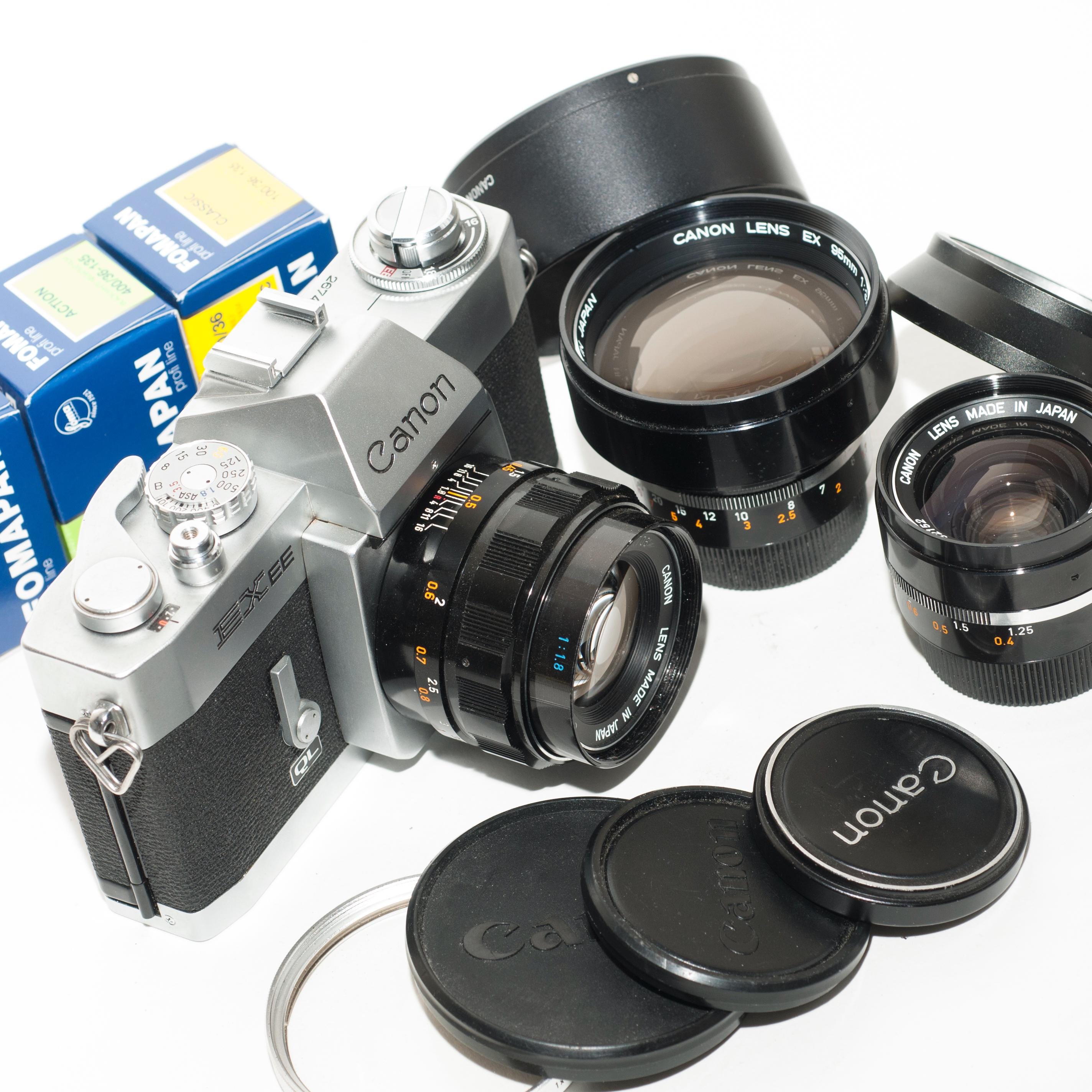 F1.8 Canon EX QL AUTO フィルムカメラ ちょっと？いやかなり変わり種一眼レフ CANON EX AUTO ジャンク