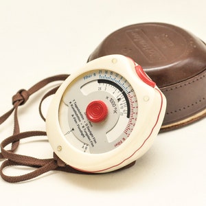 Vintage Gossen Sixticolor Light Meter with Original Brown Leather Case