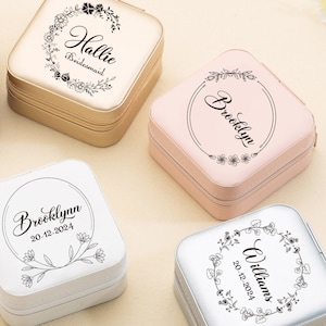 Caja de joyería personalizada con nombre, regalo de corona, regalo para la mejor amiga, dama de honor de boda, estuche de viaje para joyas, fiesta de despedida de soltera.