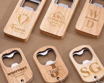 Personalized Wood Bottle Opener,Bottle Opener Key,Engraved Beer Opener,Gift for Him,Birthday Gift,Groomsmen Gift,Boyfriend Gift
