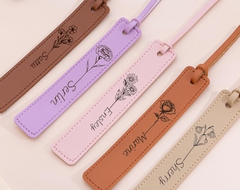 Custom Bookmark,Personalized Leather Bookmark ,Gifts for Readers,Bookmark Gift,Bookmark for Women,Birth Month Flower