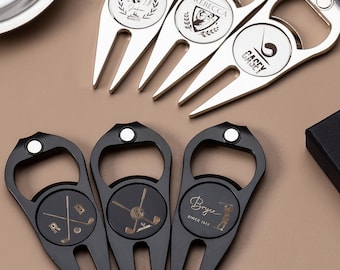 Custom Engraved Golf Divot Tool,Personalized Magnetic Golf Ball Marker Gift,Engraved Bottle Opener for Groomsman Gift,Gift for Dad