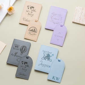 Personalised Luggage,Luggage Name Tag,Personalise Passport Cover,Bridal Party Favors,Passport Holder Set,Custom Travel Gifts