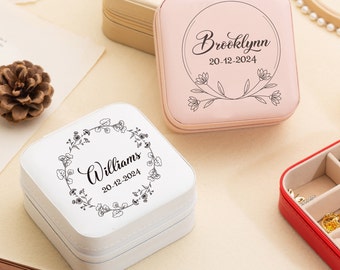 Personalized Name Jewelry Box,Wreath Gift,Best Friend Gift,Wedding Bridesmaid,Thank You Gift,Jewelry Travel Case,Bridal Shower Party