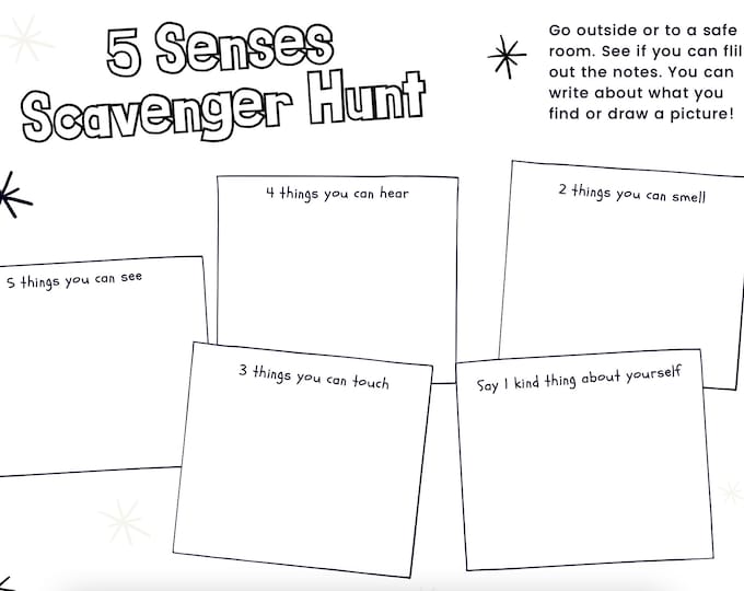 Five Senses Scavenger Hunt - 54321 for Anxiety - Grounding Exercise ...