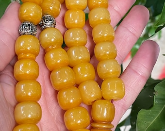 Muslim Islamic Antique Old Original German Bakelite 33 YELLOW Prayer Beads Rosary كوربا صفرا