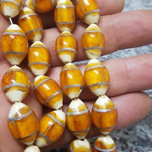 Muslim Islamic Antique Natural Amber Inlaid 33 Beads Rosary Tesbih Misbaha , 75 grams Mn25 image 2