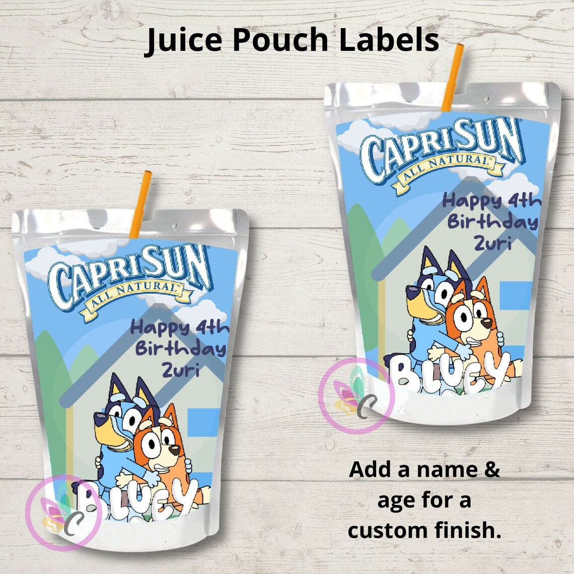 Bluey Juice Pouch Labels Bluey Birthday Bluey Party Custom Etsy