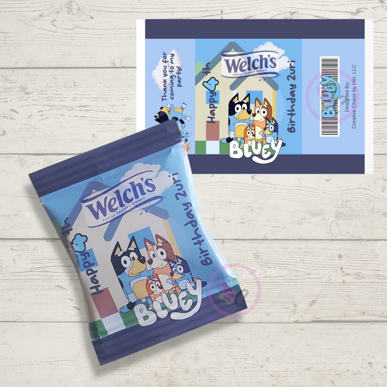 6 Bluey Fruit Snacks Wrappers Bluey Party Bluey Party Etsy