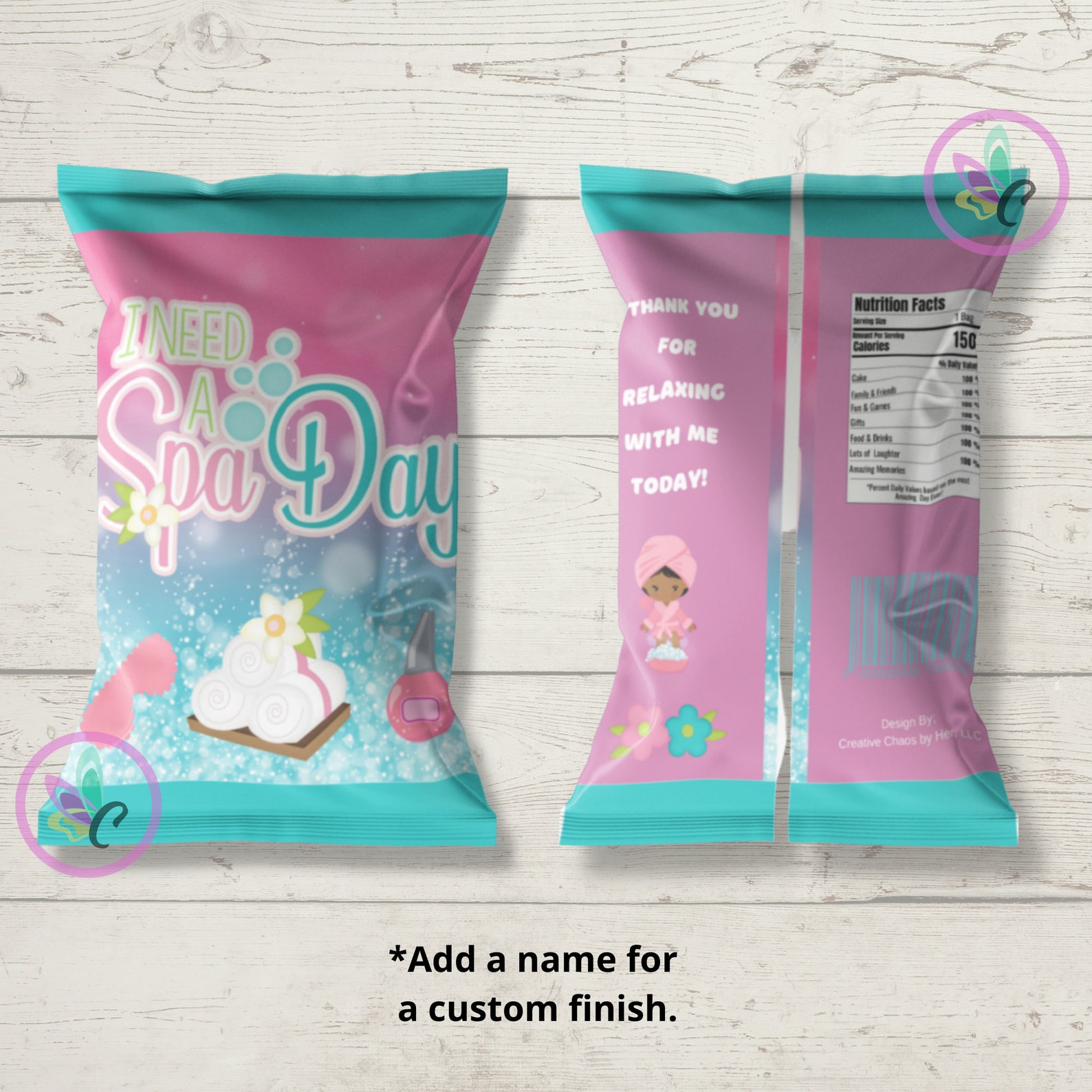 12 Spa Day Chip Bags, Spa Birthday, Spa Party, Slumber Party, Sleepover