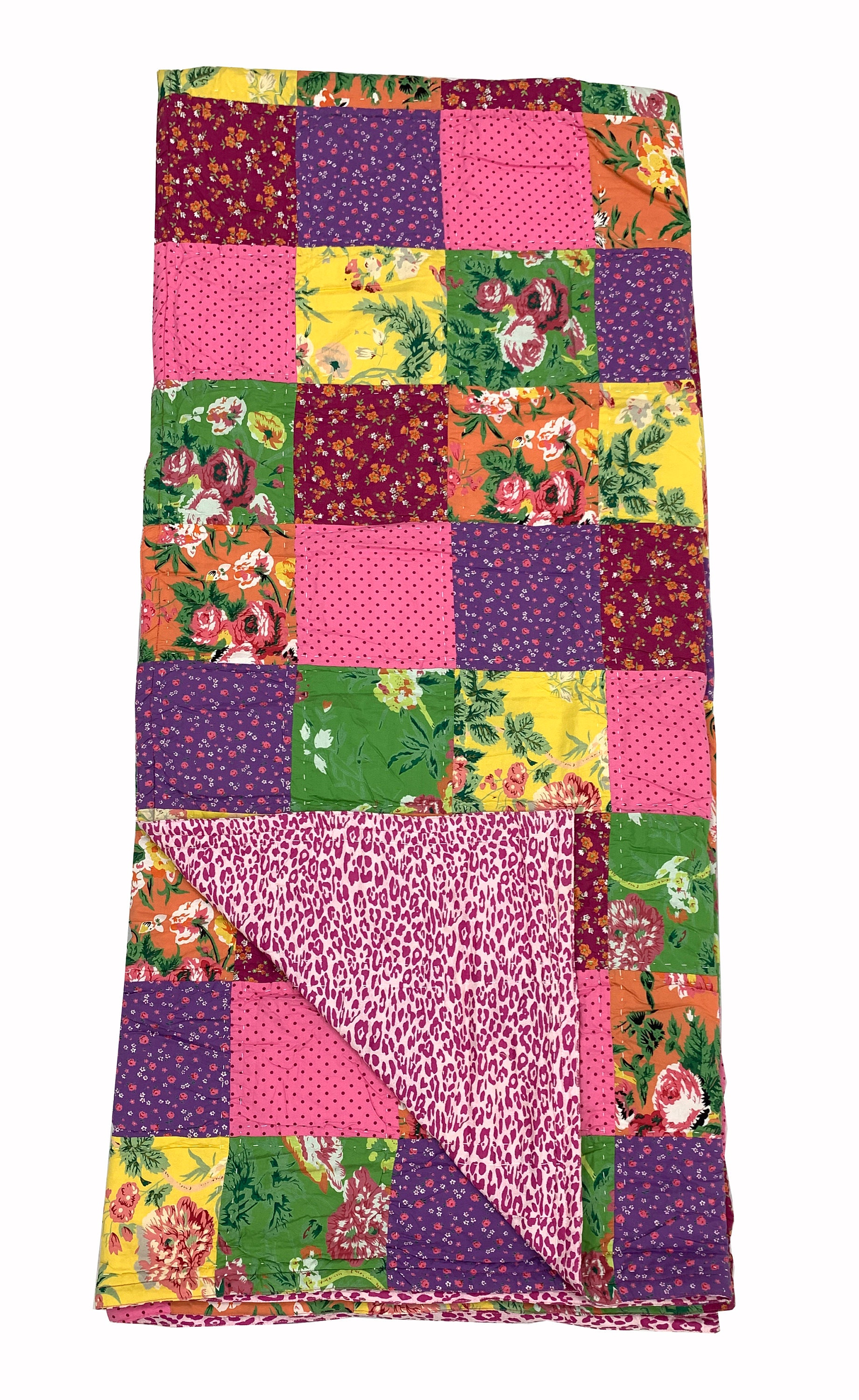 Aqua Pink quilt Single quilt Cotton patchwork quilt Etsy