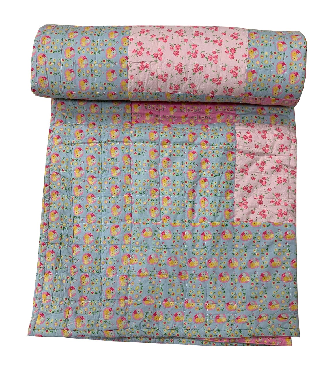 Pink Quilt Single Quilt Cotton Patchwork Quilt Bedspread Etsy