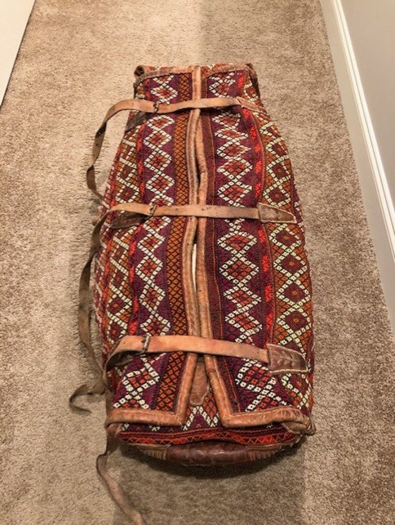Old Camel Carpet Bag, Handwoven rug Bag
