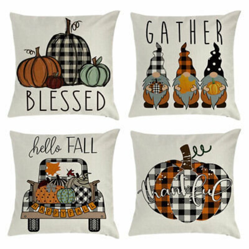 Set of 4 Fall Pillow Covers 18 X 18 Harvest Etsy
