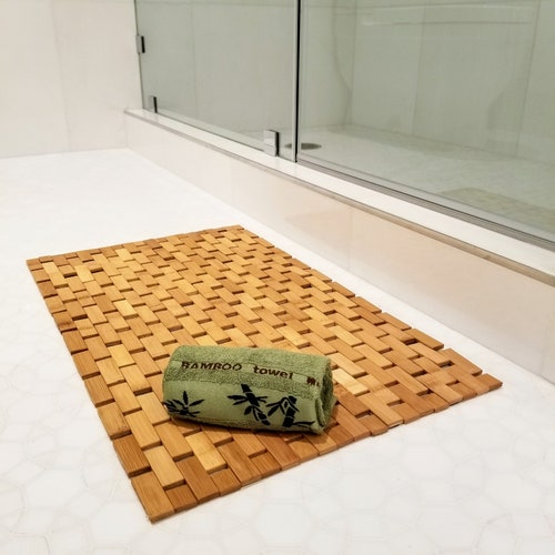 Luxurious Natural Bamboo Bath Mat & Bamboo Fiber Hand Towel Etsy