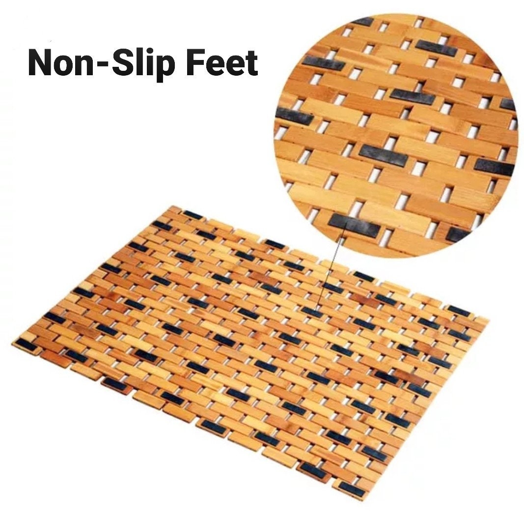 Elegant 100 Natural Bamboo Bath Mat & Bamboo Fiber Hand Towel Etsy