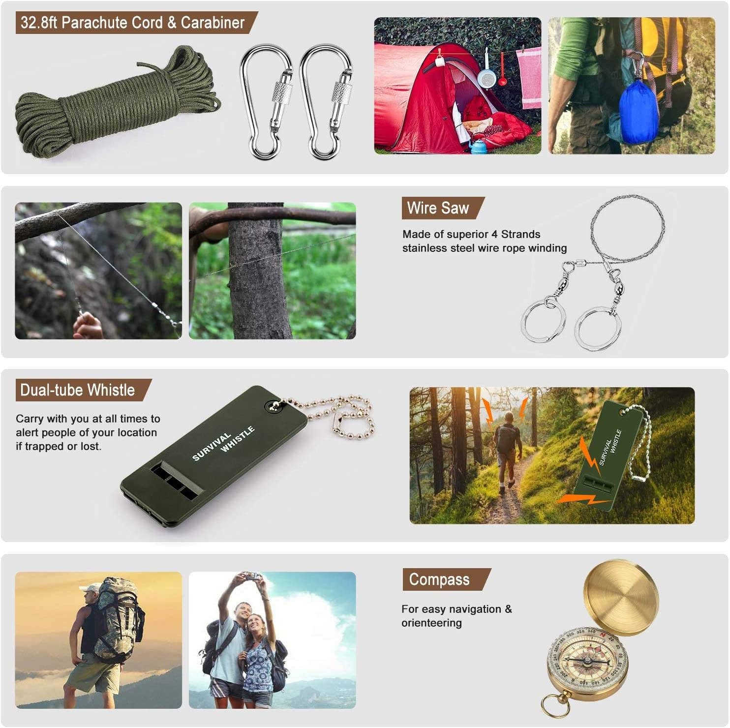 All in One Emergency Survival Kit for Camping, Hunting, Hiking