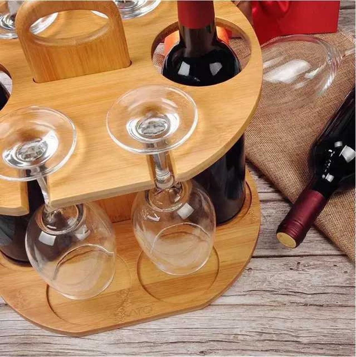 bamboo wine glass rack