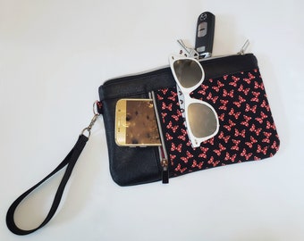 Black Bows Zippy Clutch, Wristlet