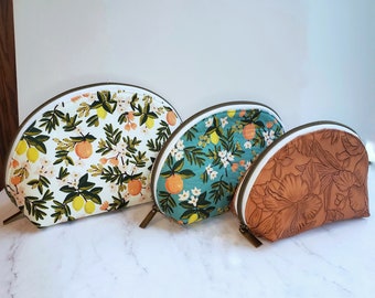 Rifle Paper Co Citrus Nesting Dumpling Pouches, 3 Clamshell Bags