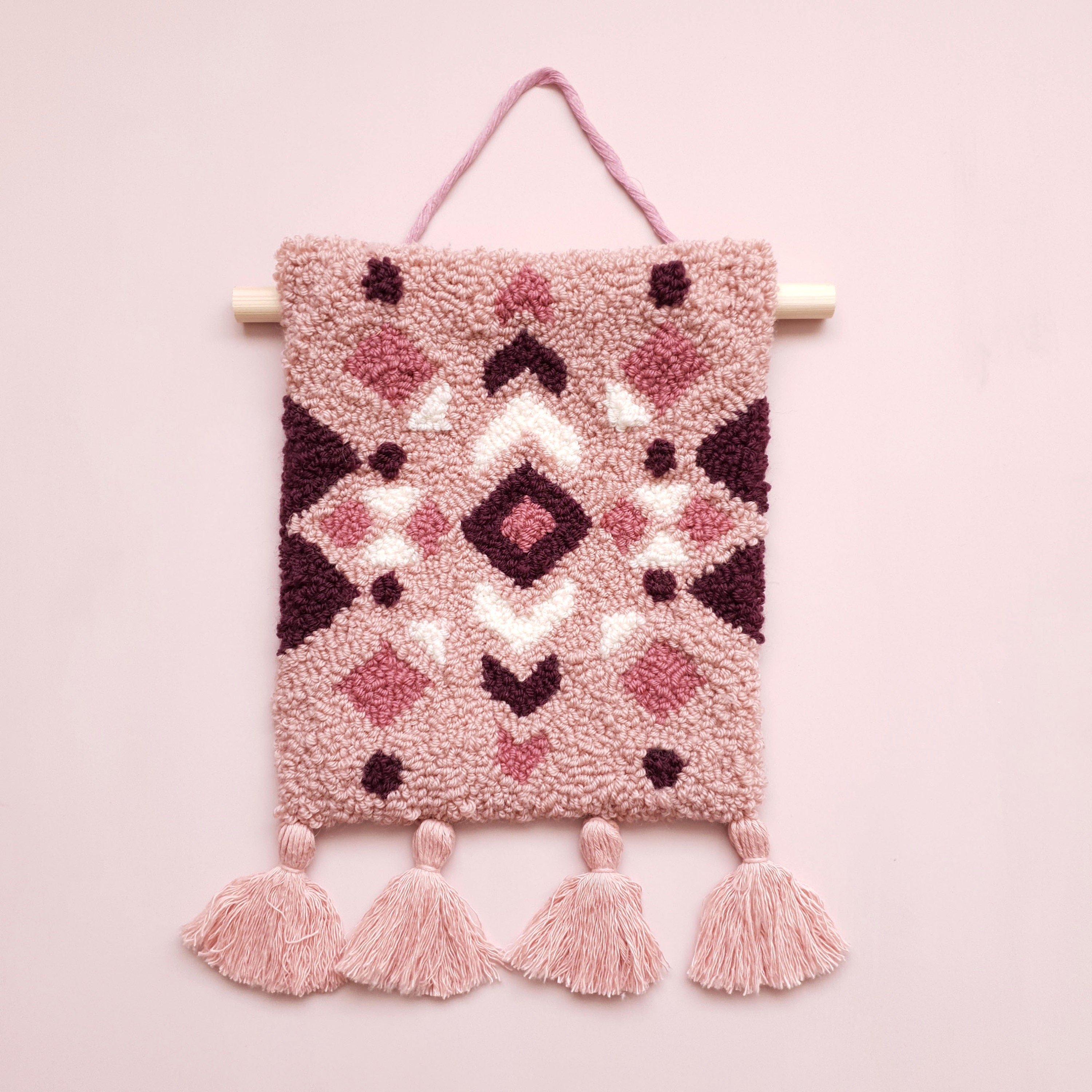 Mur Suspendu Poinçon Rose Aiguille | Géométrique Boho - France Art Mural