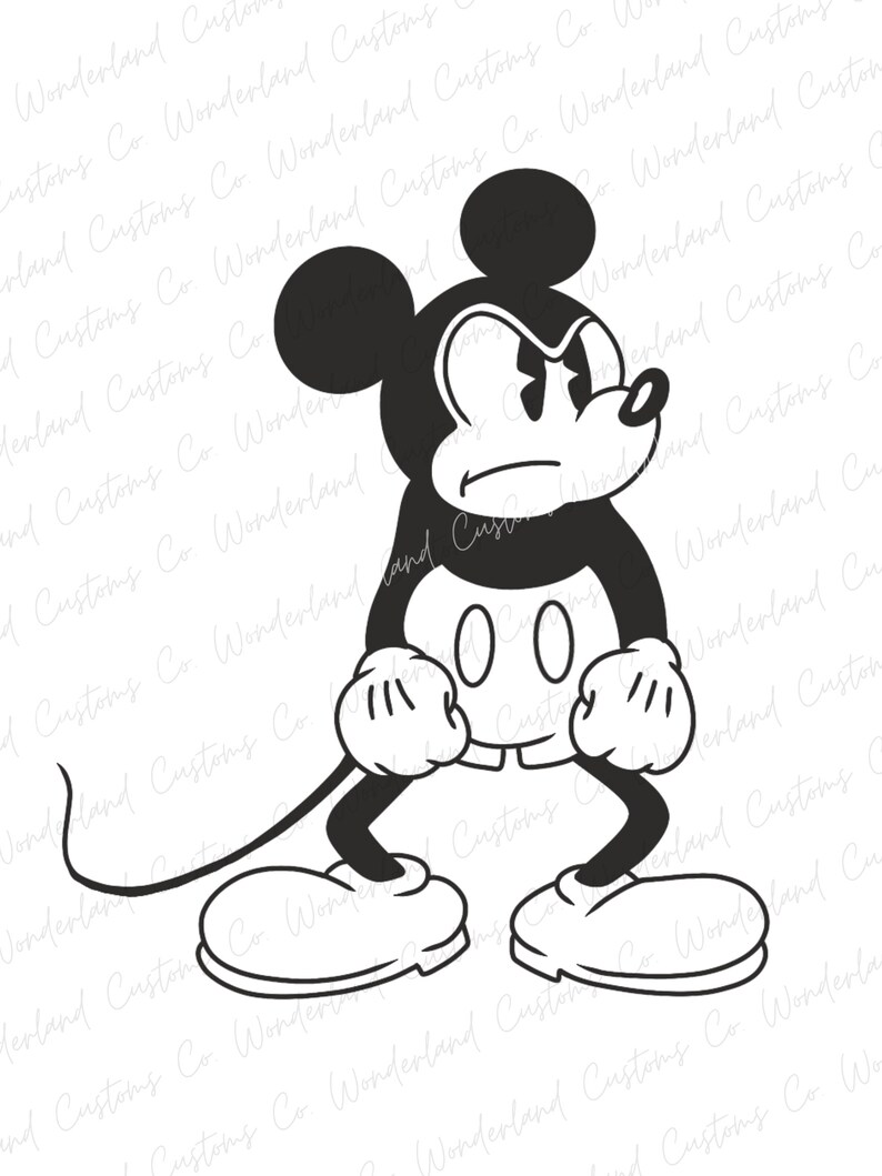 Grumpy Mickey Mouse SVG PNG Cricut Silhouette | Etsy