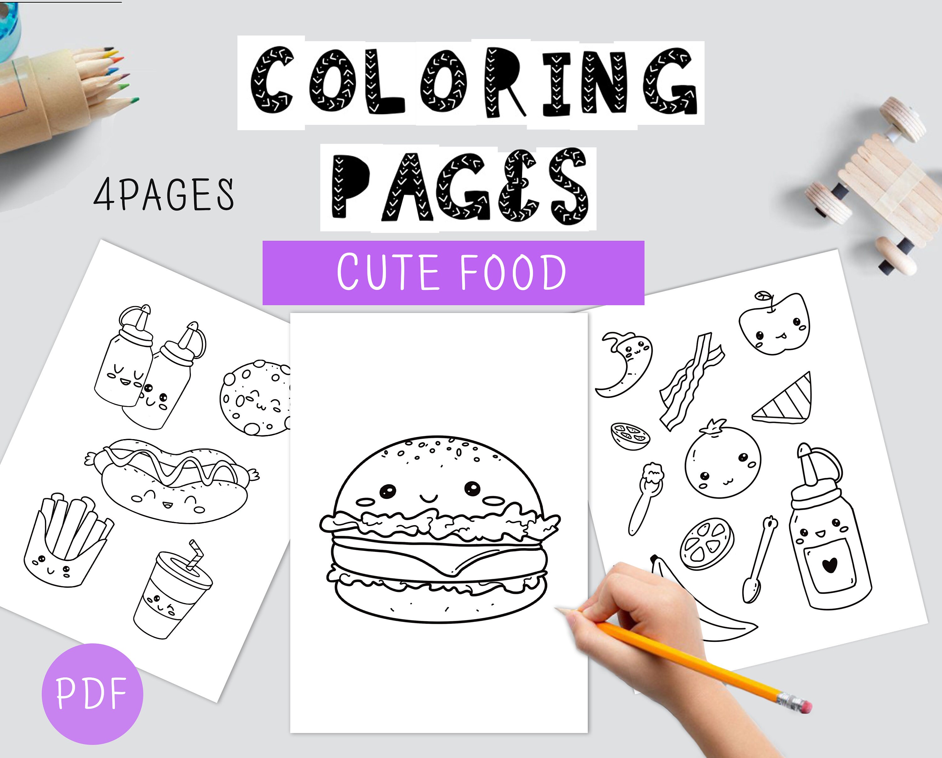 cute food coloring pages cute food kawaii printables food etsy