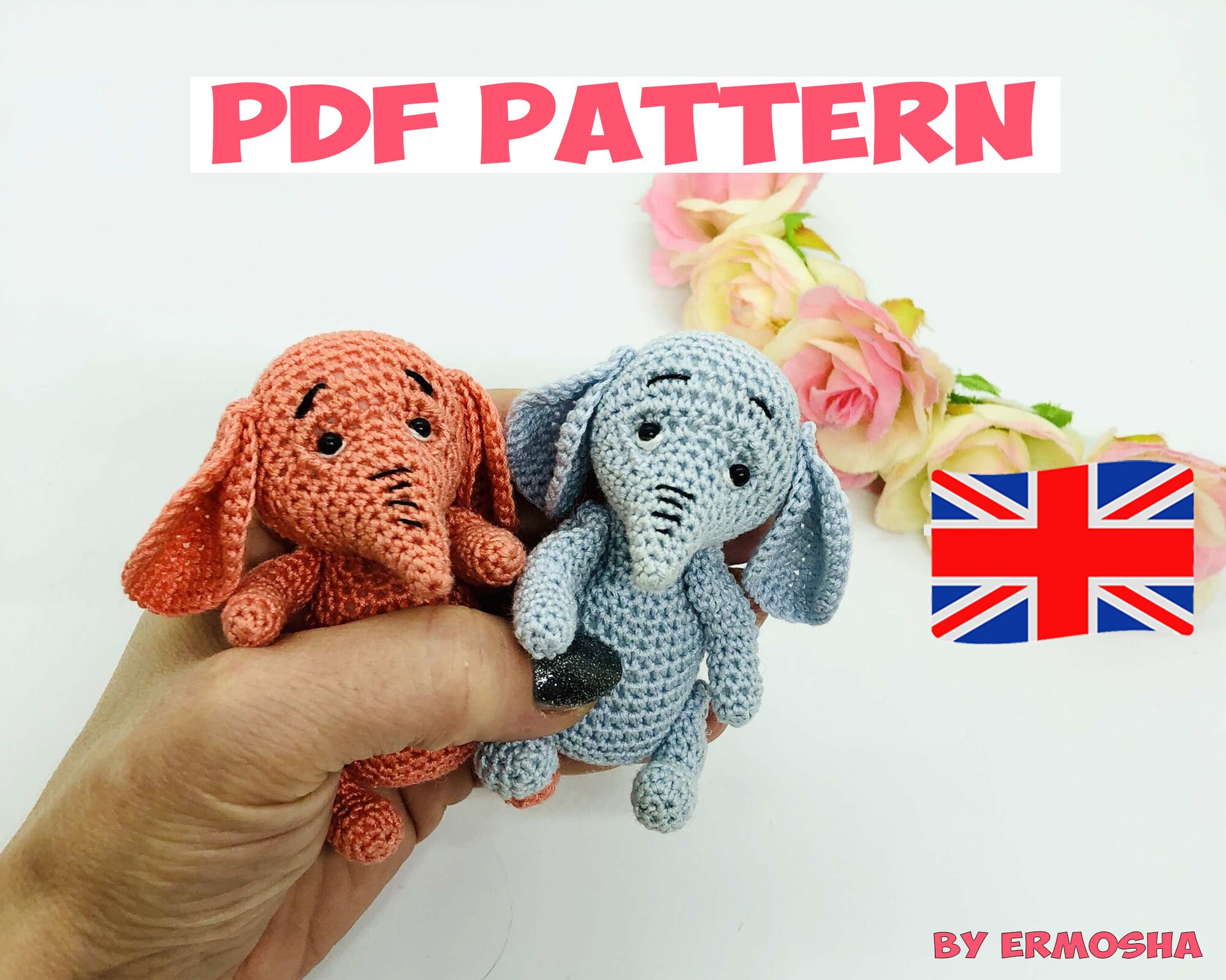 Crochet pattern baby elephant amigurumi pdf tutorial Etsy