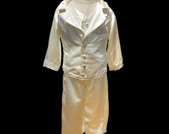 Wedding dress repurposed to boys 3 piece suit