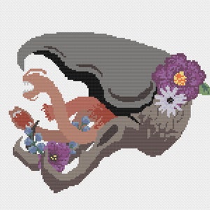 Graboid and Flowers - Cross Stitch PDF Pattern - Digital Pattern