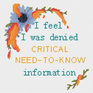 Critical Information - Cross Stitch PDF Pattern - Digital Pattern