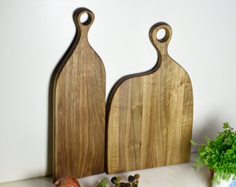 Planche à découper en bois, 2 pièces | Table de service pour couple | Tableau de présentation en noyer naturel | Cadeaux cuisine pour maman