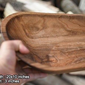 Extra Large Walnut Oval Bowl Wooden Decor Handmade Fruid And Dough Bowl Vintage Centerpieces for Dining Table Trencher Rustic Trough image 10