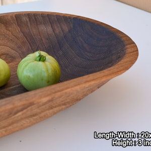 Extra Large Walnut Oval Bowl Wooden Decor Handmade Fruid And Dough Bowl Vintage Centerpieces for Dining Table Trencher Rustic Trough image 8