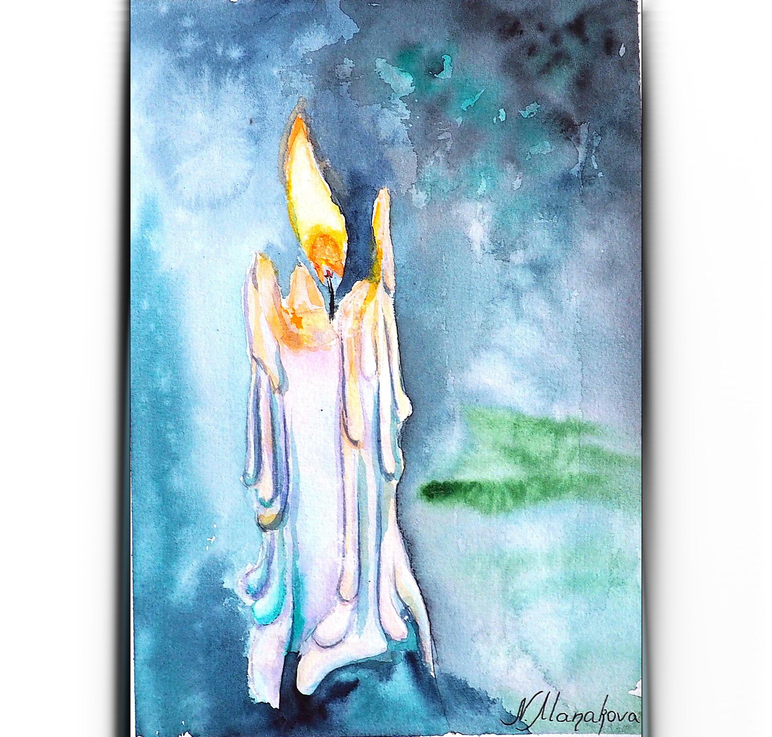 Candle flame painting original burning candle artwork Etsy