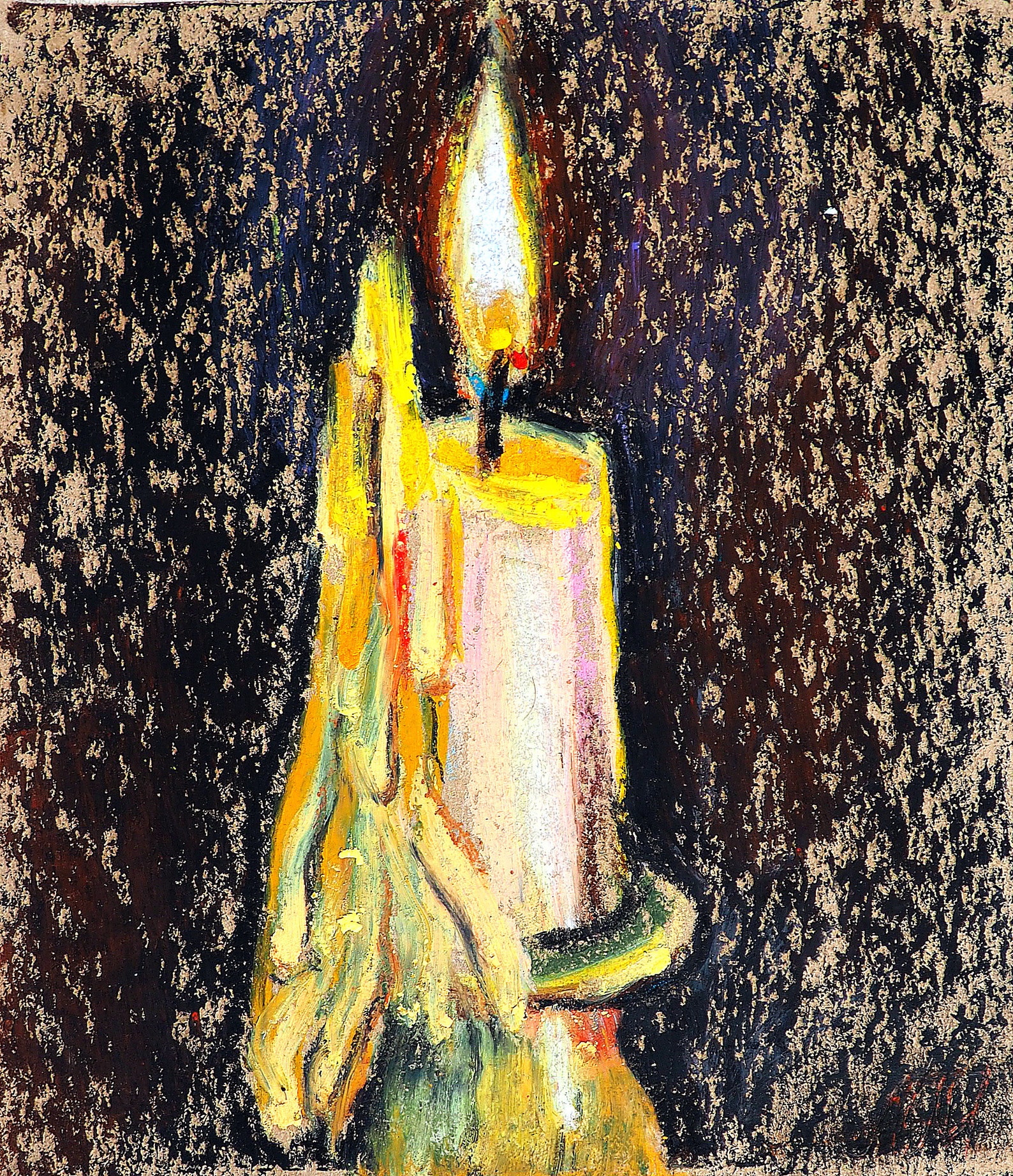 Burning Candle Painting Original Candle Flame Wall Art Fire Etsy