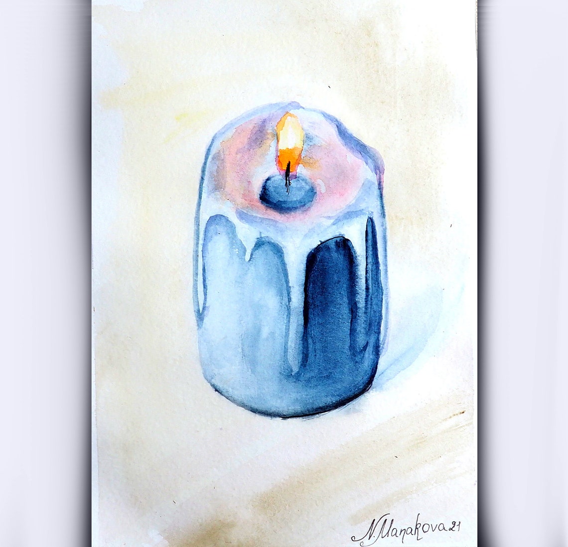 Candle painting original art burning candle wall art candle Etsy