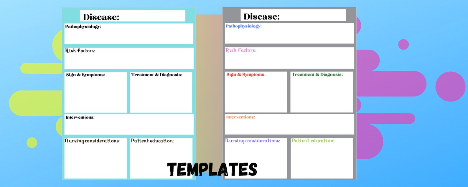 Disease process concept map disease process study templates etsy