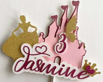 Custom Princess Castle Cake Topper: Personalized Birthday Party Decoration