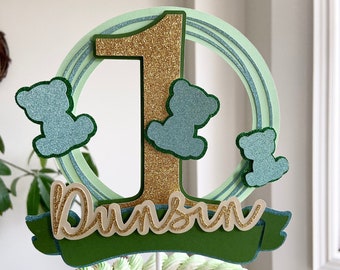 Bear 1st Birthday Cake Topper: Personalized Party Decoration