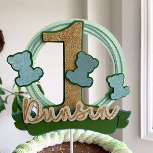 Bear 1st Birthday Cake Topper: Personalized Party Decoration
