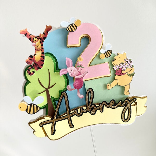 Cake Topper Winnie the Pooh, Birthday Party Decorations Pooh Bear, Pooh Bear Party Decorations, Pooh Bear and Piglet and Tiger Cake Topper