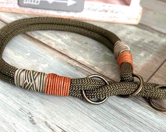 Choke collar rope collar olive antique brass
