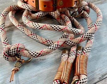 Set for large and small dogs rope leash and collar – adjustable and personalizable