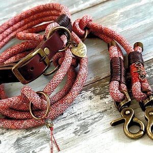 New! Personalized rope leash and collar made of antique bronze brass