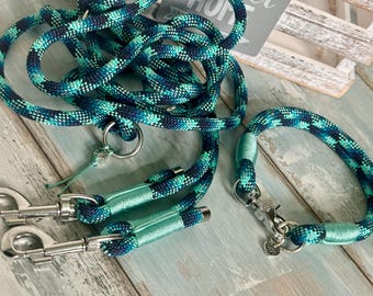 Dog leash and rope collar adjustable for large and small dogs, customizable