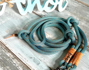 Handmade rope dog leash with antique brass adjustable