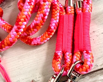 Correa de cuerda hecha a mano – Rosa y naranja, ajustable